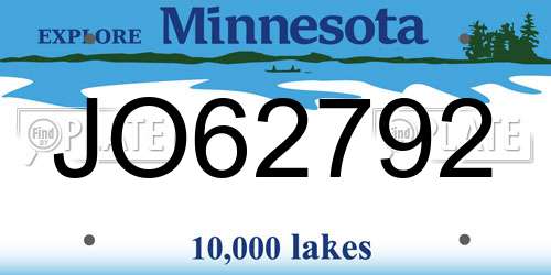JO62792 Minnesota License Plate