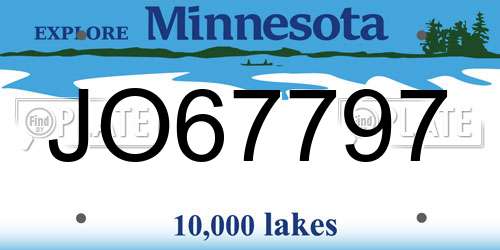 JO67797 Minnesota License Plate