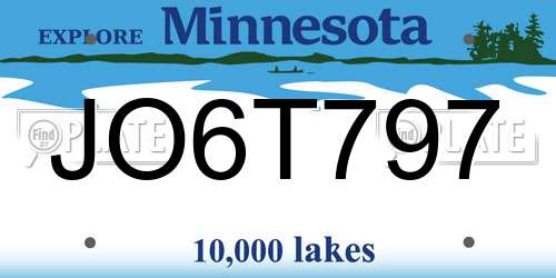 JO6T797 Minnesota License Plate