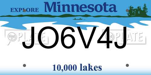 JO6V4J Minnesota License Plate