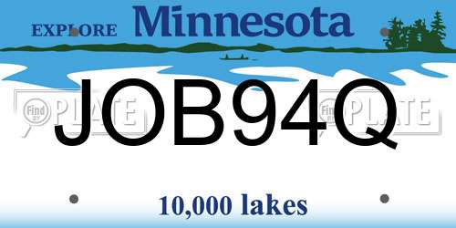 JOB94Q Minnesota License Plate