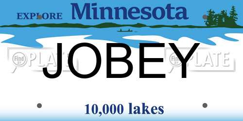 JOBEY Minnesota License Plate