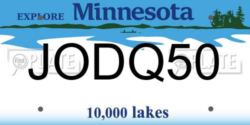 JODQ50 Minnesota License Plate