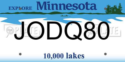 JODQ80 Minnesota License Plate