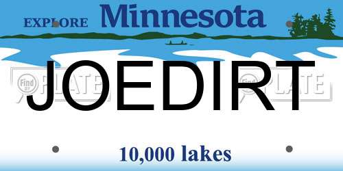 JOEDIRT Minnesota License Plate