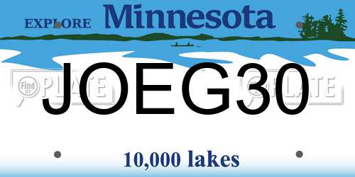 JOEG30 Minnesota License Plate