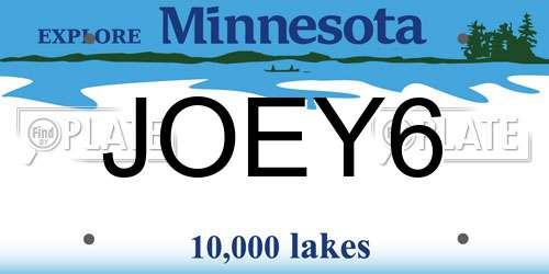 JOEY6 Minnesota License Plate