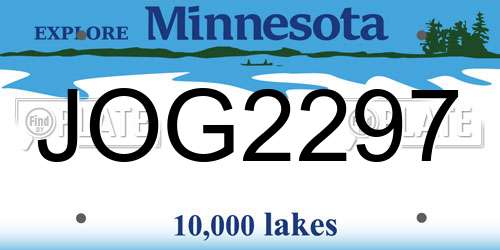 JOG2297 Minnesota License Plate