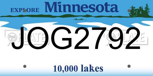 JOG2792 Minnesota License Plate