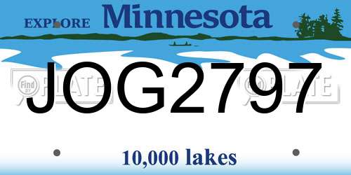 JOG2797 Minnesota License Plate