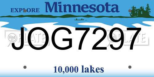 JOG7297 Minnesota License Plate