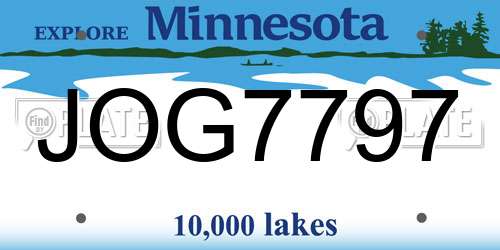 JOG7797 Minnesota License Plate
