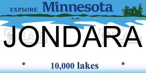 JONDARA Minnesota License Plate
