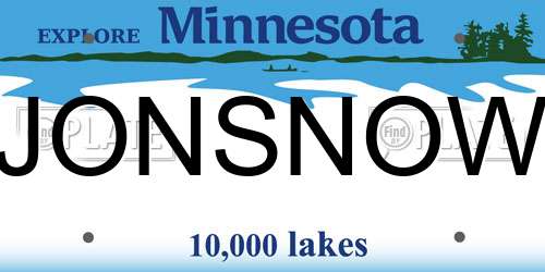 JONSNOW Minnesota License Plate