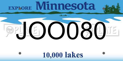 JOO080 Minnesota License Plate
