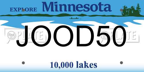 JOOD50 Minnesota License Plate