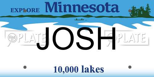 JOSH Minnesota License Plate