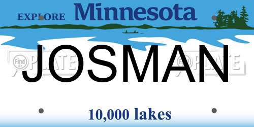 JOSMAN Minnesota License Plate