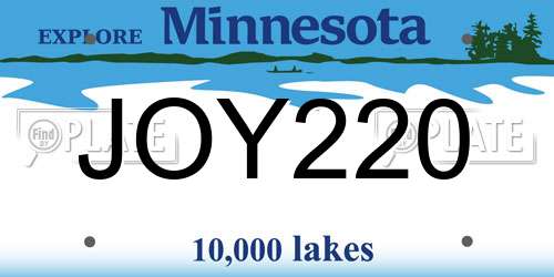 JOY220 Minnesota License Plate