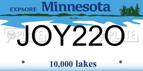 JOY22O Minnesota License Plate