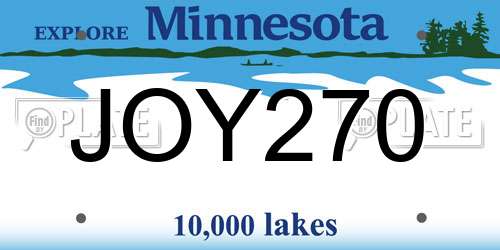 JOY270 Minnesota License Plate