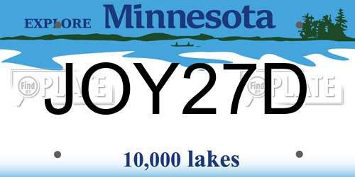 JOY27D Minnesota License Plate