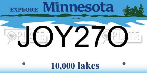 JOY27O Minnesota License Plate