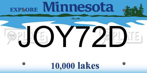 JOY72D Minnesota License Plate
