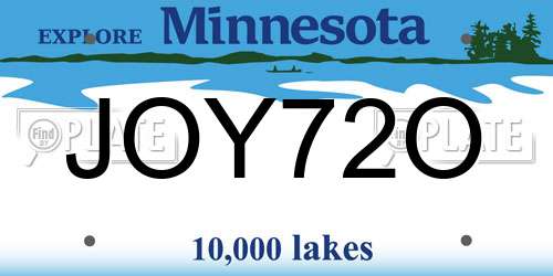JOY72O Minnesota License Plate