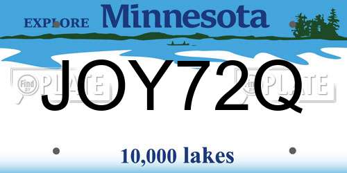 JOY72Q Minnesota License Plate
