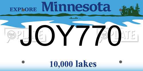 JOY770 Minnesota License Plate