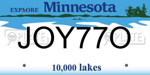 JOY77O Minnesota License Plate