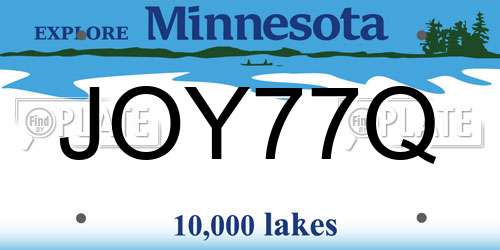 JOY77Q Minnesota License Plate