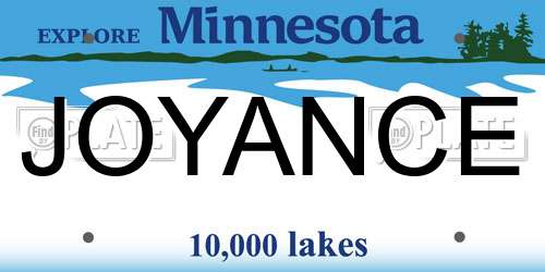 JOYANCE Minnesota License Plate
