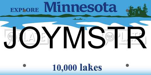 JOYMSTR Minnesota License Plate
