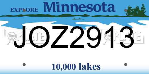 JOZ2913 Minnesota License Plate
