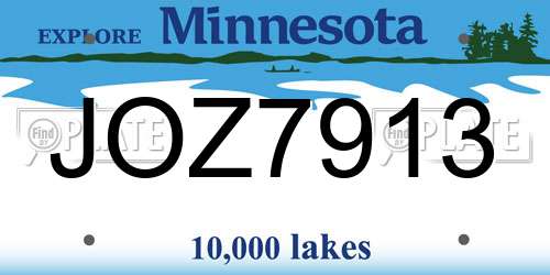 JOZ7913 Minnesota License Plate