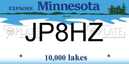 JP8HZ Minnesota License Plate
