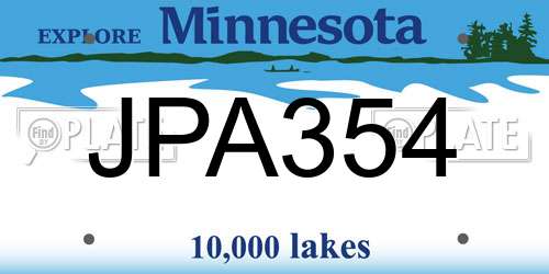 JPA354 Minnesota License Plate