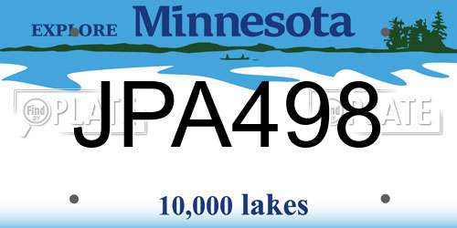 JPA498 Minnesota License Plate