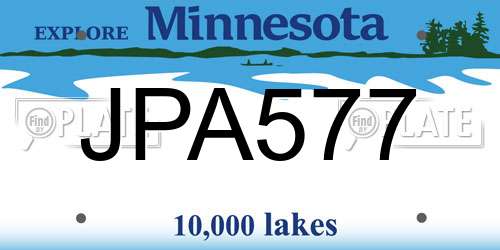 JPA577 Minnesota License Plate