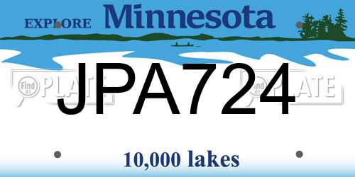 JPA724 Minnesota License Plate