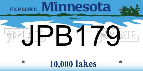 JPB179 Minnesota License Plate