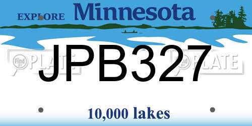 JPB327 Minnesota License Plate