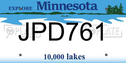 JPD761 Minnesota License Plate