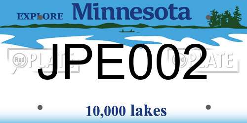 JPE002 Minnesota License Plate