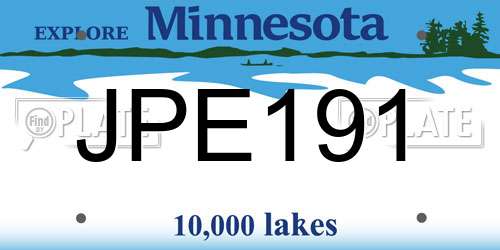 JPE191 Minnesota License Plate