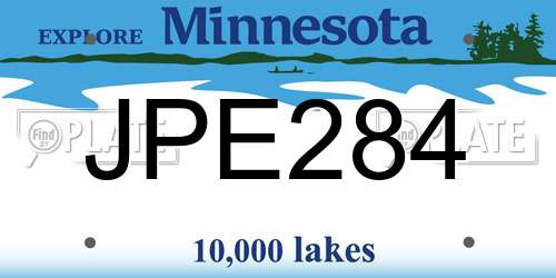 JPE284 Minnesota License Plate