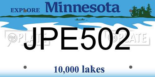 JPE502 Minnesota License Plate