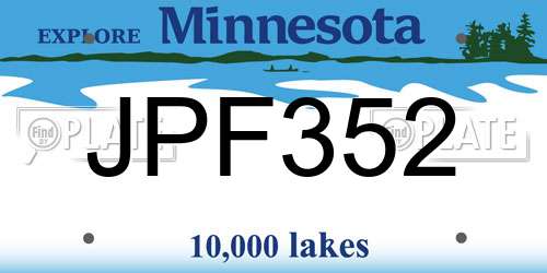 JPF352 Minnesota License Plate